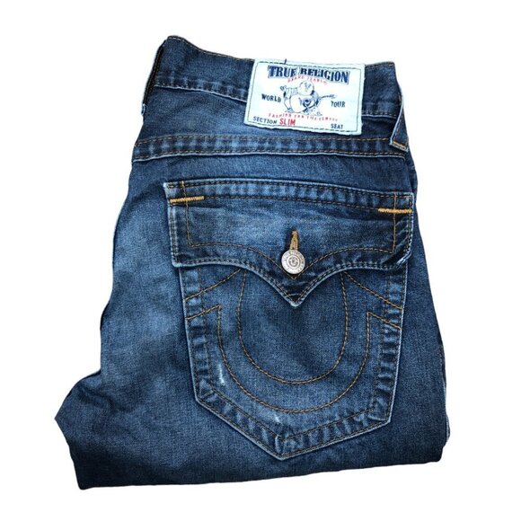 Vintage True Religion Jeans Size 33 SLIM Blue - Picture 1 of 6